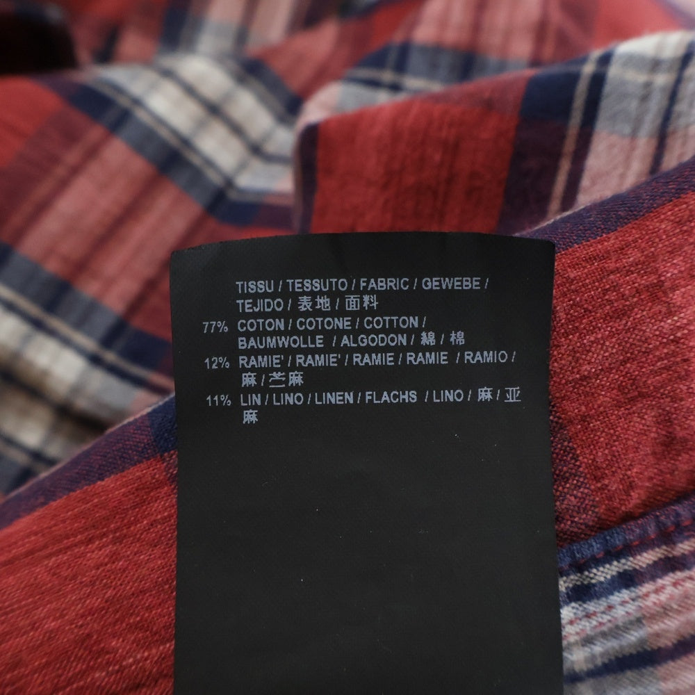 SAINT LAURENT PARIS(サンローランパリ) Flannel Check Shirt フランネルチェック長袖シャツ レッド 498101 Y843R