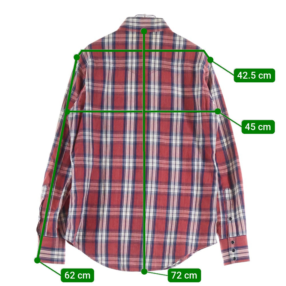 SAINT LAURENT PARIS(サンローランパリ) Flannel Check Shirt フランネルチェック長袖シャツ レッド 498101 Y843R