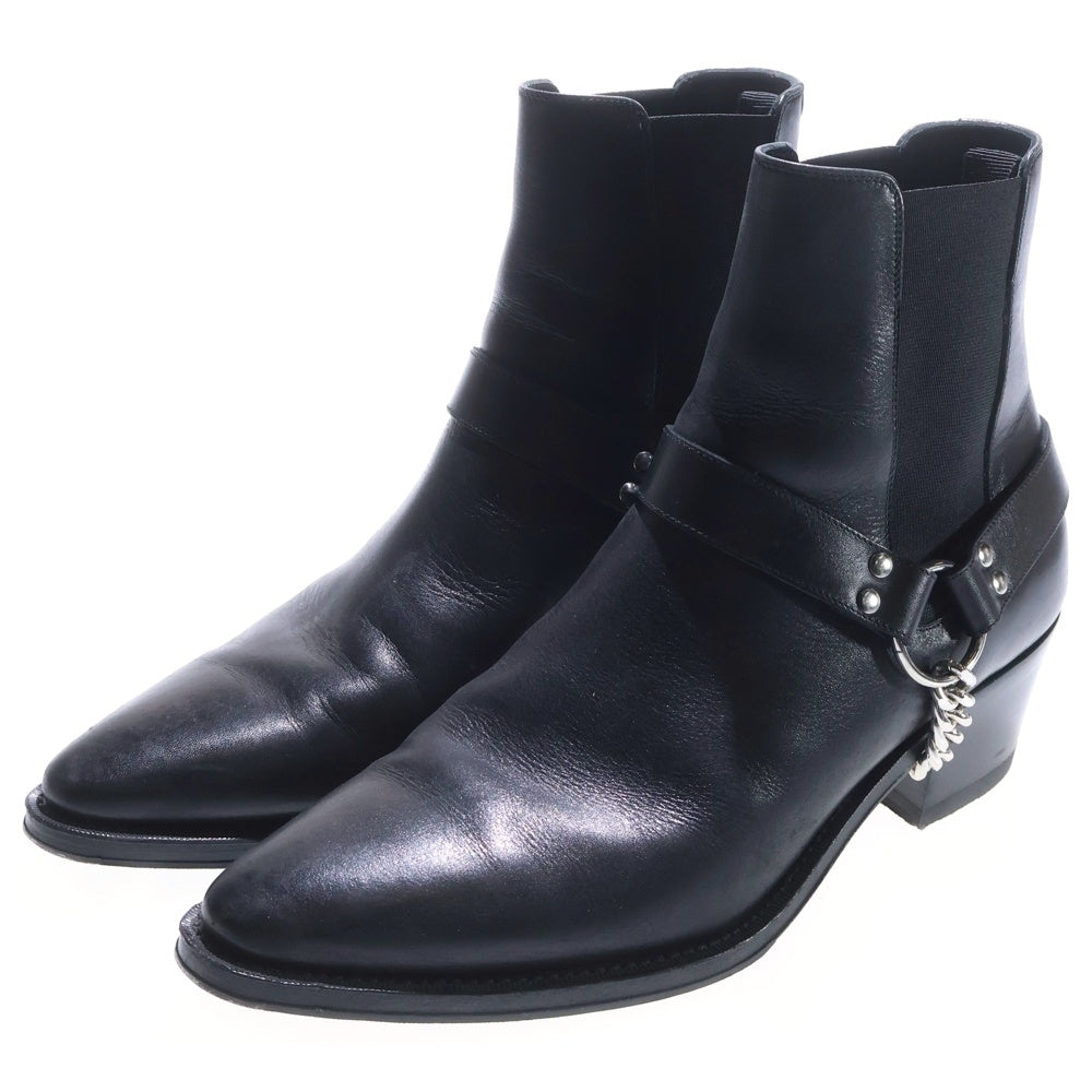 CELINE(セリーヌ) カマルグ バイカー サイドゴア スクエアトゥ リング チェルシーショートブーツ ブラック