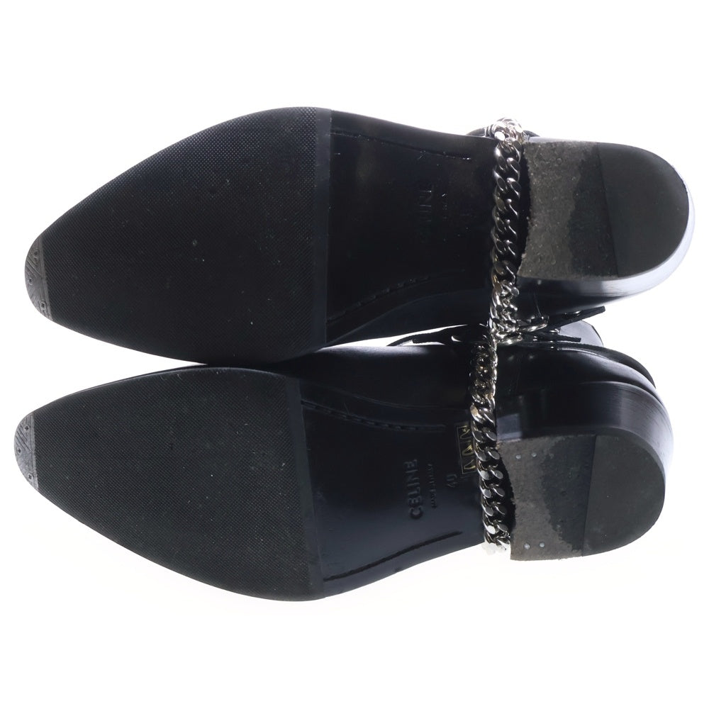 CELINE(セリーヌ) カマルグ バイカー サイドゴア スクエアトゥ リング チェルシーショートブーツ ブラック