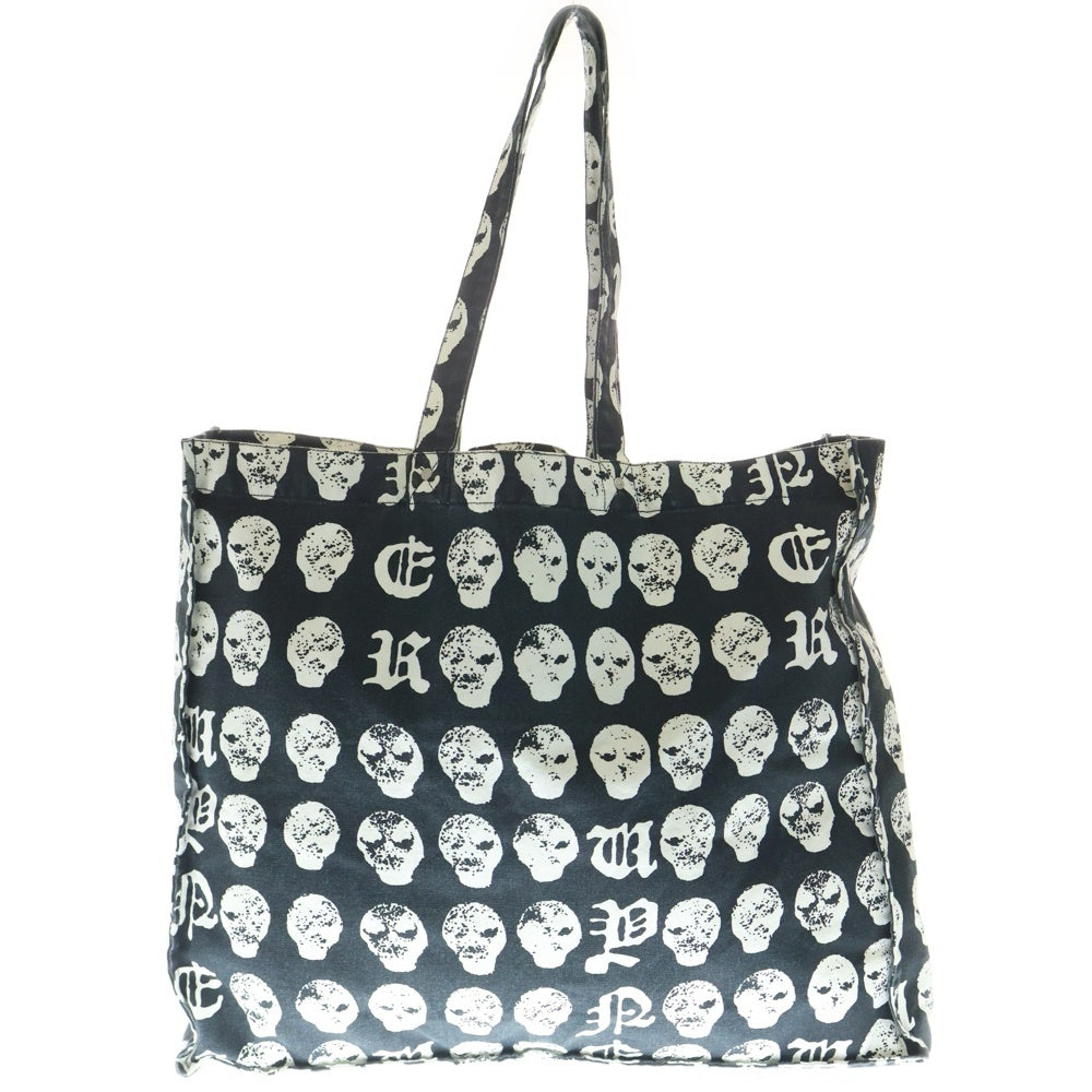 VYNER ARTICLES(ヴァイナーアーティクルズ) Skull design printed tote bag スカル デザイン プリンテッド トートバッグ ブラック