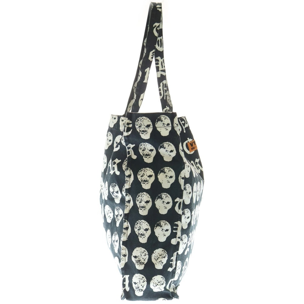 VYNER ARTICLES(ヴァイナーアーティクルズ) Skull design printed tote bag スカル デザイン プリンテッド トートバッグ ブラック