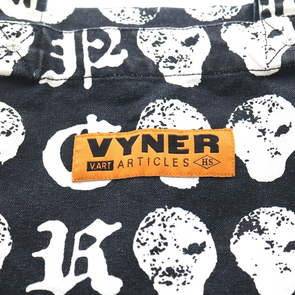 VYNER ARTICLES(ヴァイナーアーティクルズ) Skull design printed tote bag スカル デザイン プリンテッド トートバッグ ブラック
