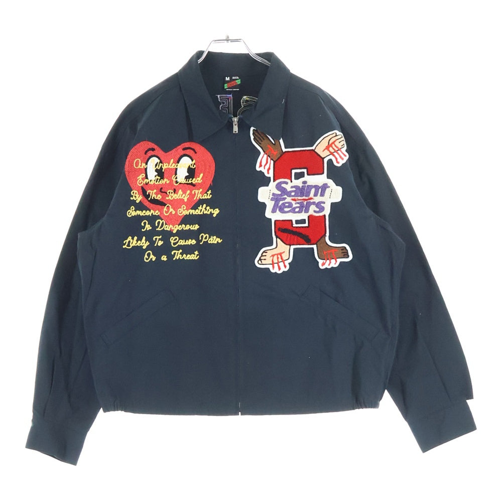 SAINT MICHAEL(セントマイケル) 22SS ×DENIM TEARS Swing top ×セントマイケル スイングトップ ワッペン付き ブルゾン ジャケット ブラック SM-S22-0000-080