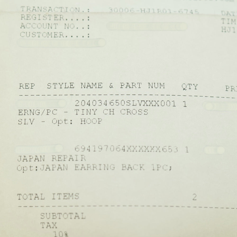 CHROME HEARTS(クロムハーツ) TINY CH CROSS タイニーCHクロス フープピアス シルバー BCA115
