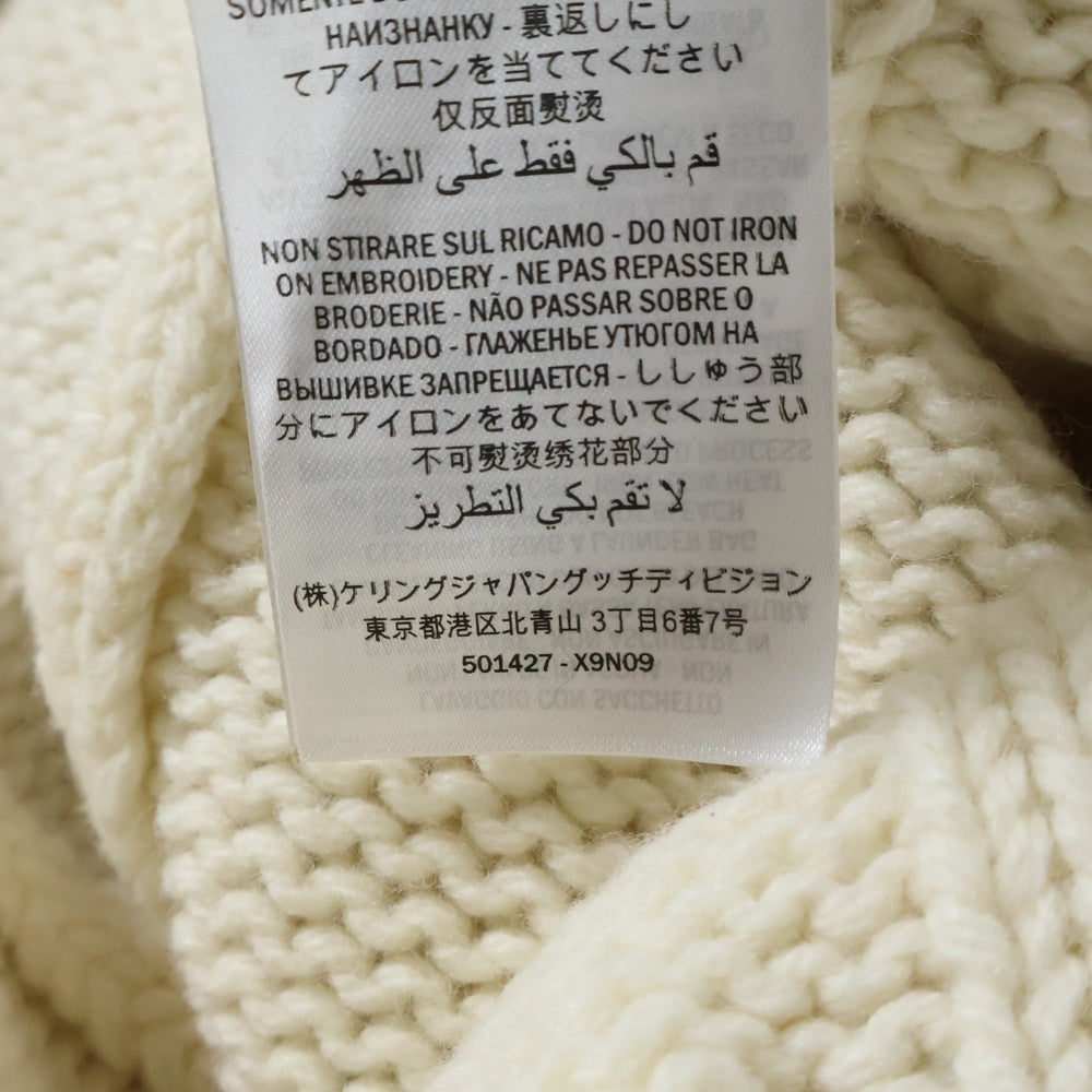 GUCCI(グッチ) Long Wool Knit Cardigan ロゴ刺繍 ロングウールニットカーディガン アイボリー 501427 X9N09