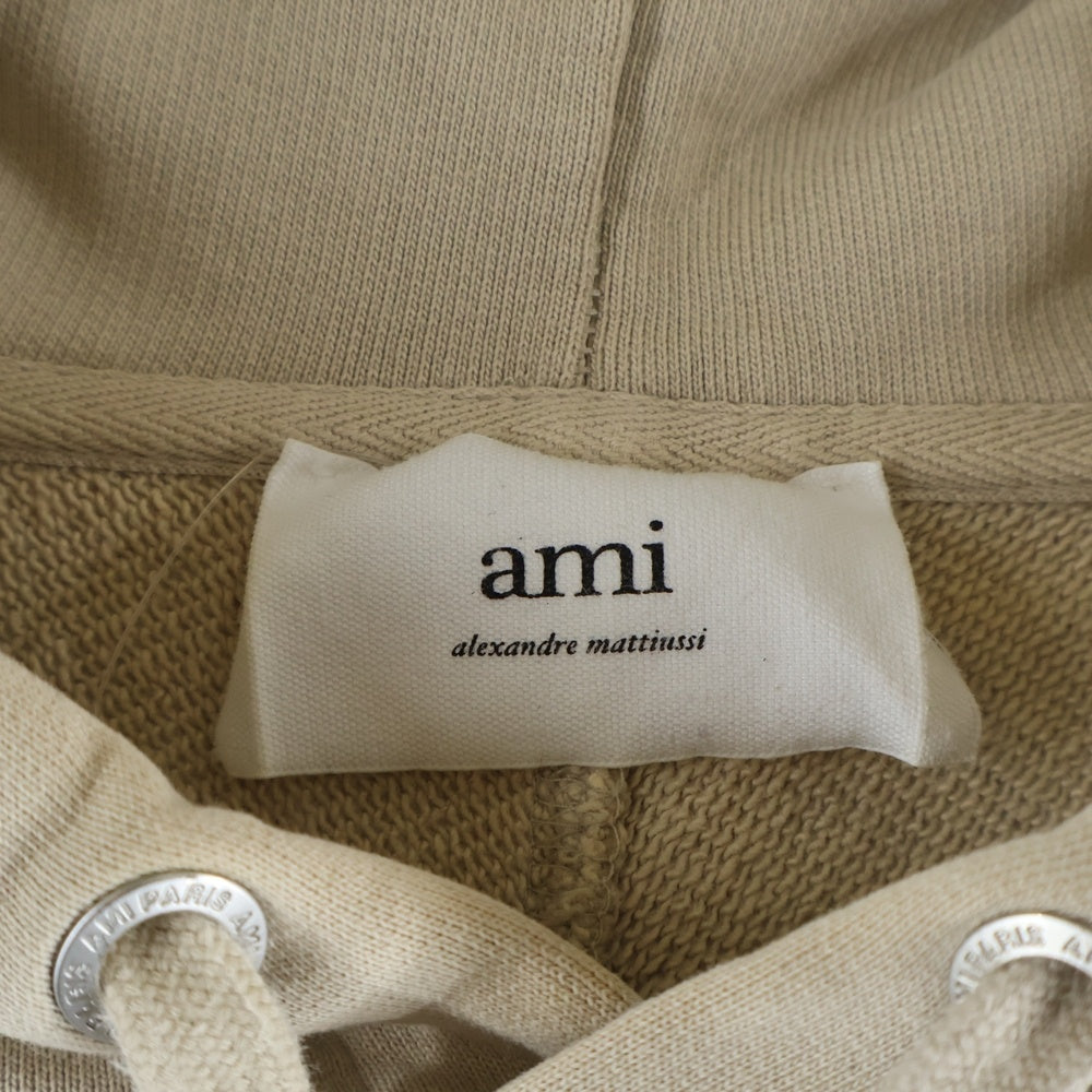 AMI Alexandre Mattiussi(アミアレクサンドルマテュッシ) Hoodie ロゴ刺繍 プルオーバースウェットパーカー フーディー ベージュ A20HJ057.747