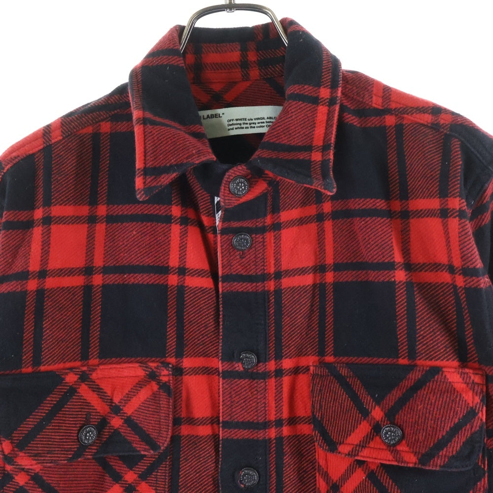OFF-WHITE(オフホワイト) 18AW Check shirt 長袖チェックシャツ ネルシャツ レッド OMGA060E18A27010