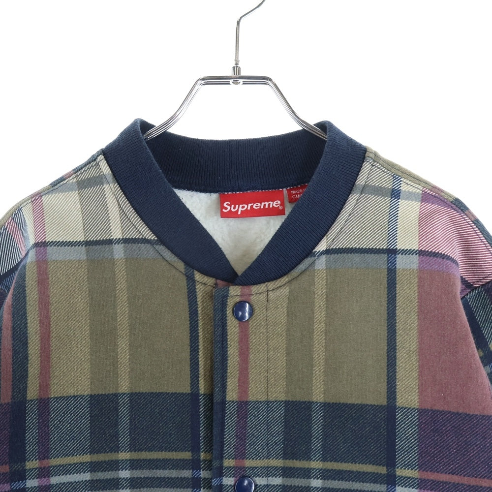 SUPREME(シュプリーム) 14AW Plaid Snap Front Sweat フロントスナップ バックロゴ刺繍 チェックスウェットブルゾン マルチ