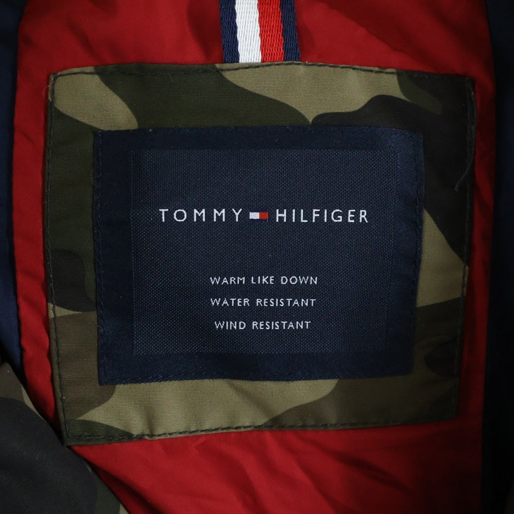 TOMMY HILFIGER(トミーヒルフィガー) ESSENTIALS HOODED BOMBER JACKET カモフラージュ 迷彩 ファー付き 中綿ジャケット カーキ 159AP863