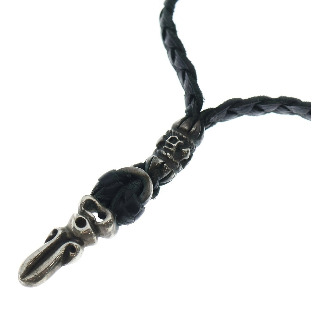 A&G(エーアンドジー) DAGGER LEATHER BRAID ダガー レザーブレイド ペンダントトップ ネックレス ブラック/シルバー