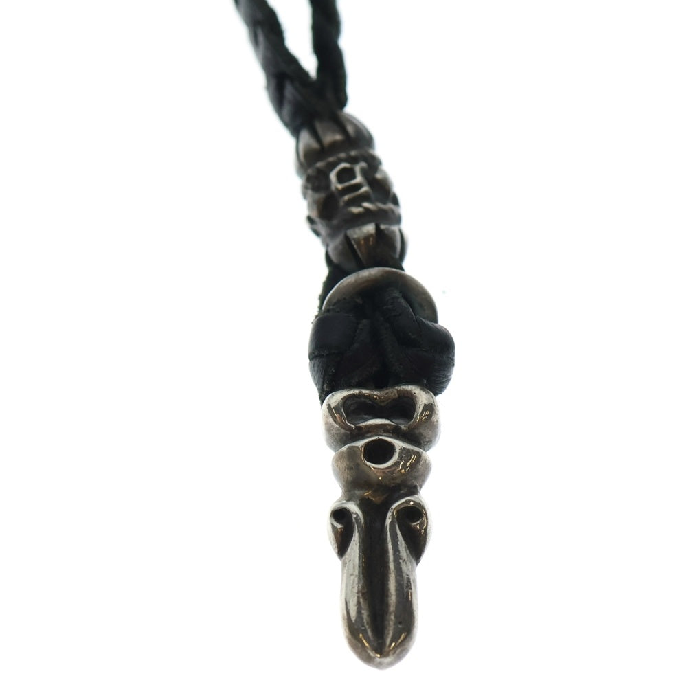 A&G(エーアンドジー) DAGGER LEATHER BRAID ダガー レザーブレイド ペンダントトップ ネックレス ブラック/シルバー