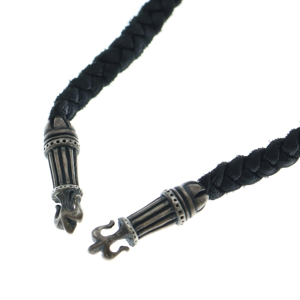 A&G(エーアンドジー) LEATHER BRAID レザーブレイド ネックレス ブラック/シルバー