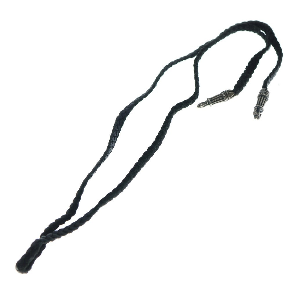 A&G(エーアンドジー) LEATHER BRAID レザーブレイド ネックレス ブラック/シルバー