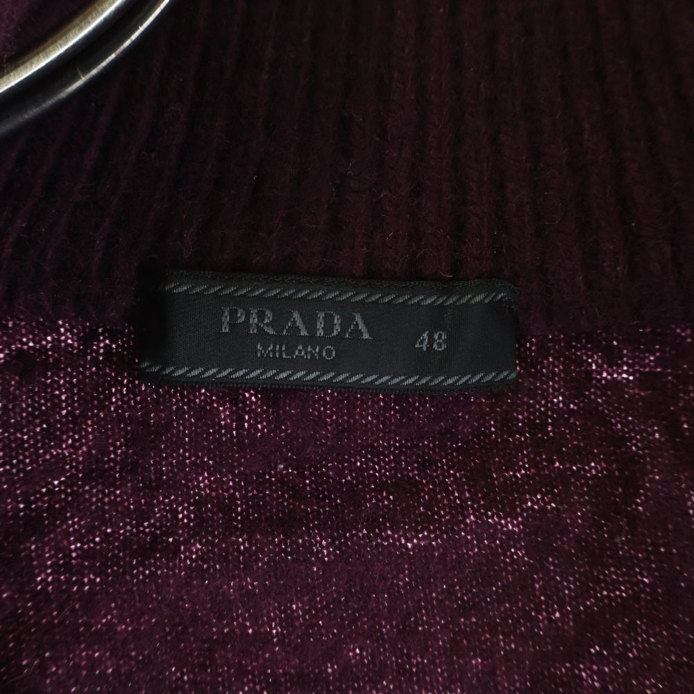 PRADA(プラダ) ハーフジップ エルボーパッチ ジップニット レッド UMA599 R162 1GE5