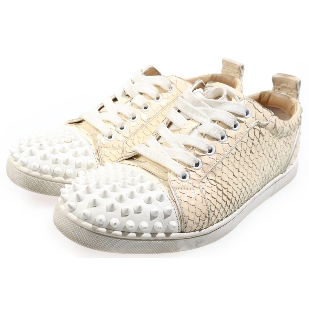 CHRISTIAN LOUBOUTIN(クリスチャンルブタン) パイソン スタッズ スニーカー ローカットスニーカー ホワイト