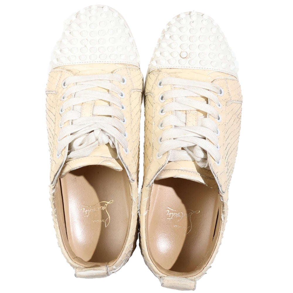 CHRISTIAN LOUBOUTIN(クリスチャンルブタン) パイソン スタッズ スニーカー ローカットスニーカー ホワイト