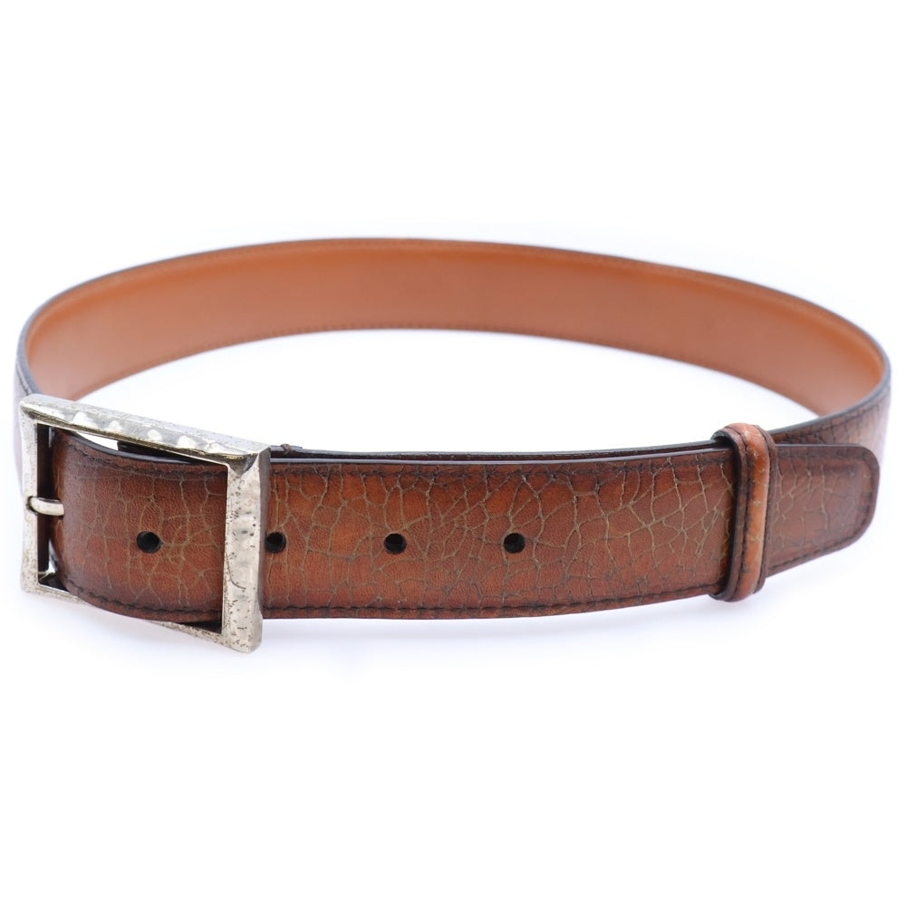 Berluti(ベルルッティ) クラック加工 パティーヌ クラシックレザーベルト ブラウン