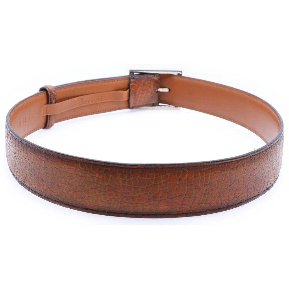 Berluti(ベルルッティ) クラック加工 パティーヌ クラシックレザーベルト ブラウン