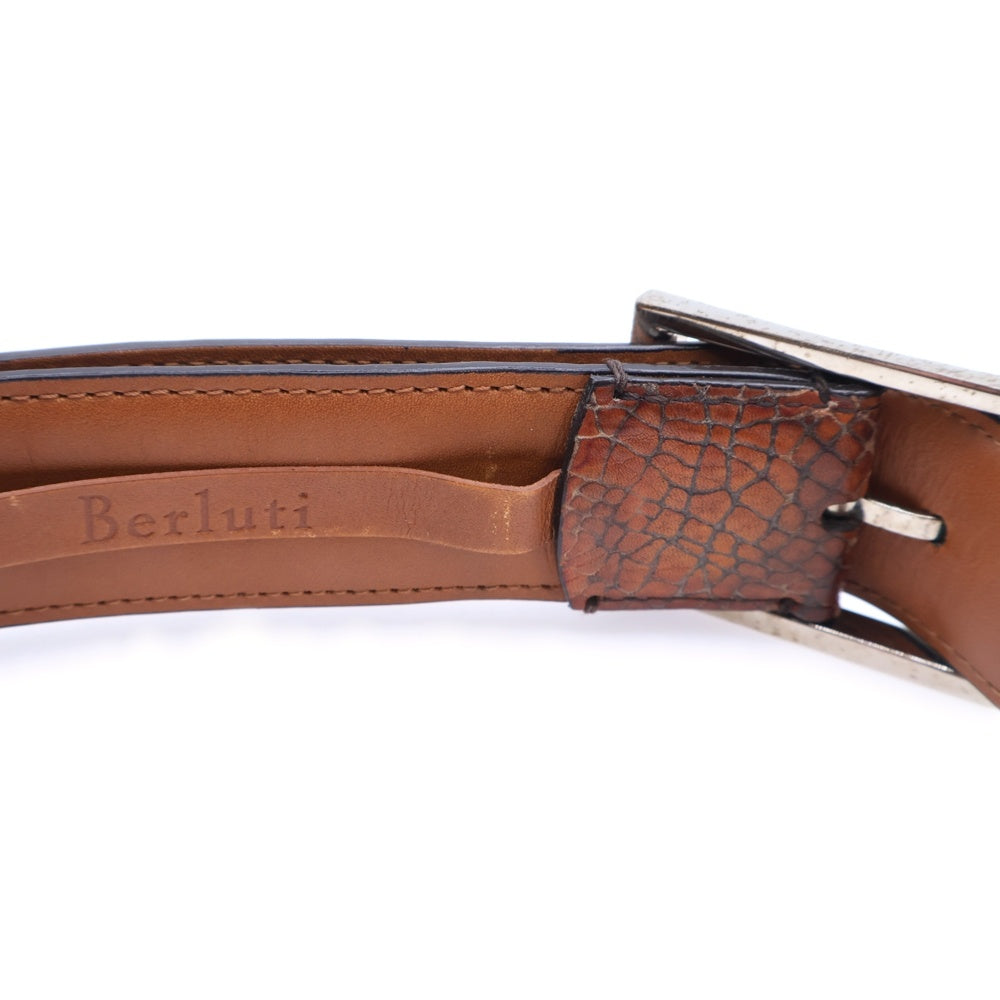 Berluti(ベルルッティ) クラック加工 パティーヌ クラシックレザーベルト ブラウン