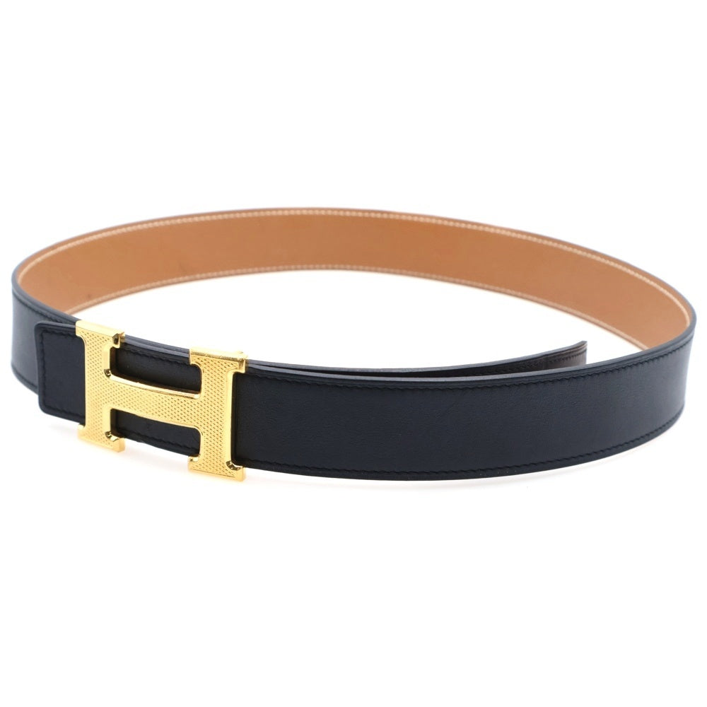 HERMES(エルメス) コンスタンス ギヨシェ ギロッシュ Hロゴバックル リバーシブルレザーベルト ブラック/ブラウン T刻印