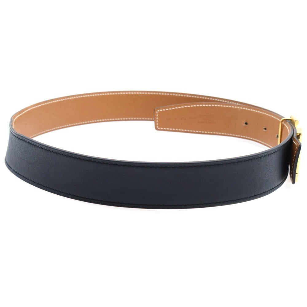 HERMES(エルメス) コンスタンス ギヨシェ ギロッシュ Hロゴバックル リバーシブルレザーベルト ブラック/ブラウン T刻印
