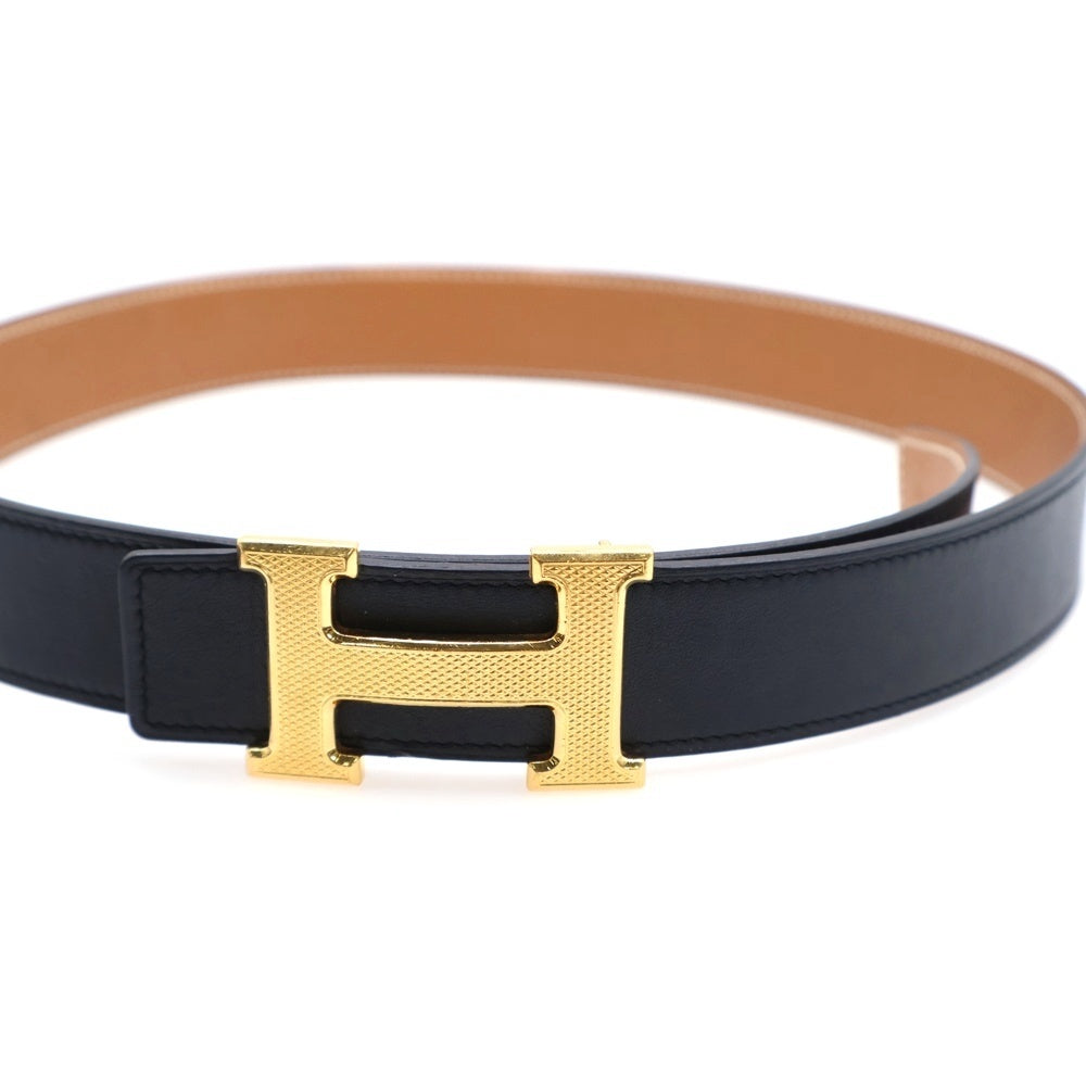 HERMES(エルメス) コンスタンス ギヨシェ ギロッシュ Hロゴバックル リバーシブルレザーベルト ブラック/ブラウン T刻印