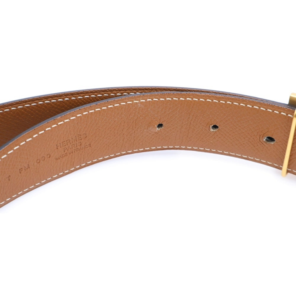 HERMES(エルメス) コンスタンス ギヨシェ ギロッシュ Hロゴバックル リバーシブルレザーベルト ブラック/ブラウン T刻印