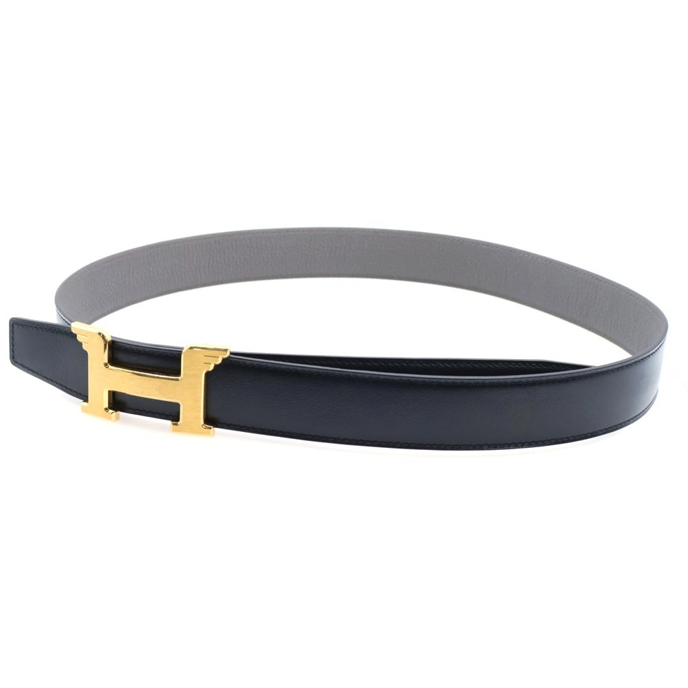 HERMES(エルメス) コンスタンス ペガサス Hロゴバックル リバーシブルレザーベルト ブラック/グレー Z刻印