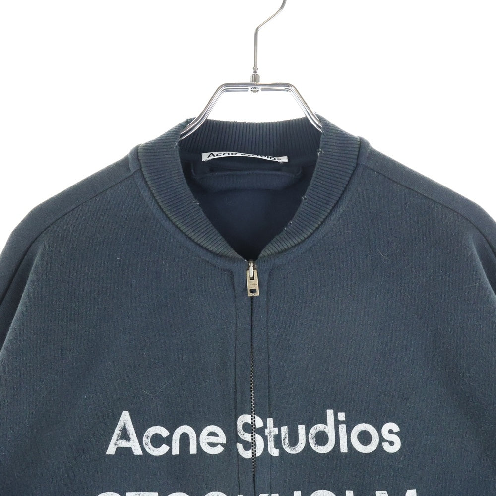 Acne Studios(アクネ ストゥディオズ) 25SS LOGO ZIP SWEATER ダメージ加工 フロントロゴ ジップアップスウェット ブラック FN-UX-SWEA000052