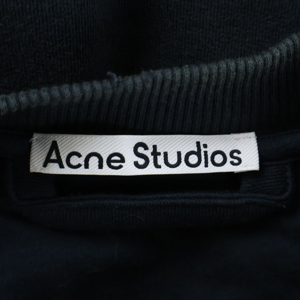 Acne Studios(アクネ ストゥディオズ) 25SS LOGO ZIP SWEATER ダメージ加工 フロントロゴ ジップアップスウェット ブラック FN-UX-SWEA000052