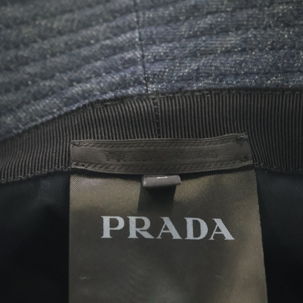 PRADA(プラダ) トライアングルロゴ バケットハット 帽子 インディゴブルー デニム 2HC137 レディース
