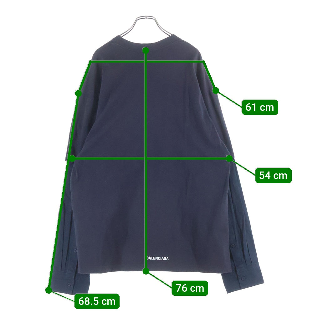 BALENCIAGA(バレンシアガ) 22SS シャツレイヤード オーバーサイズ ロングスリーブ 長袖Tシャツ カットソー ブラック 671401 TLVF3