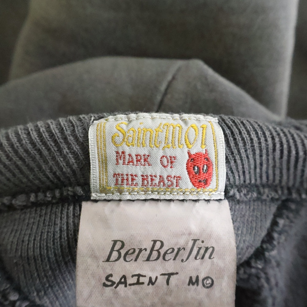 SAINT MICHAEL(セントマイケル) ×BerBerJin After Hoodie ベルベルジン ヴィンテージ加工アフターフーデッド プルオーバースウェットパーカー グレー SM-HR1-0000-C54