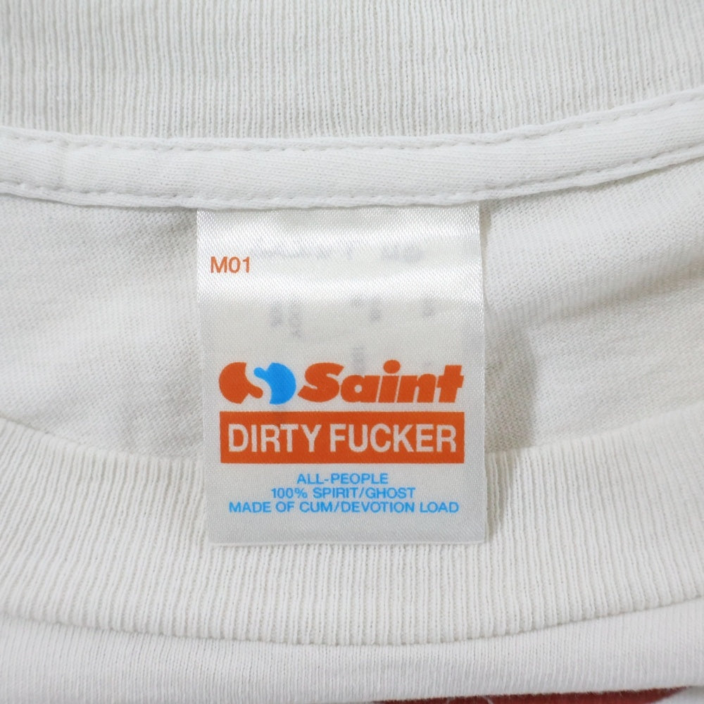 SAINT MICHAEL(セントマイケル) 24AW BABY MICHAEL フロントプリント半袖Tシャツ カットソー ホワイト SM-HR1-0000-022