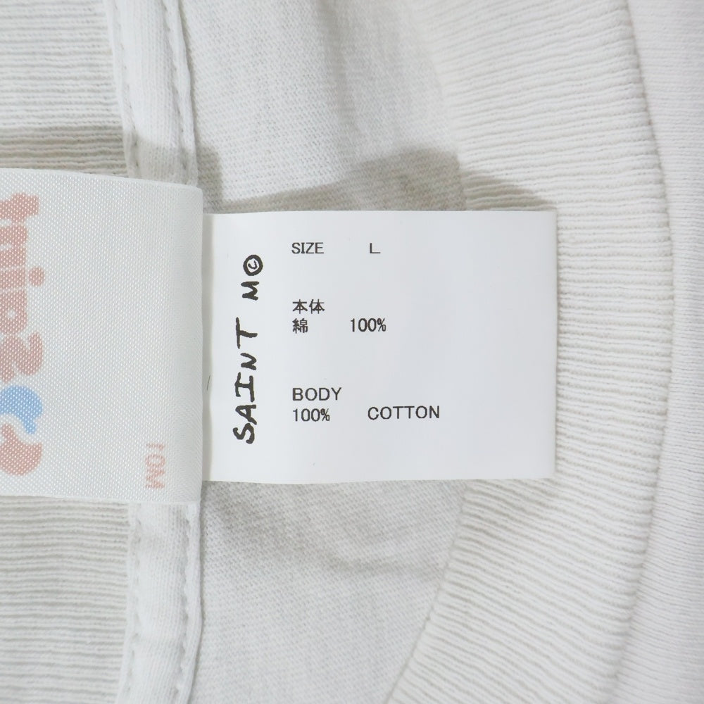 SAINT MICHAEL(セントマイケル) 24AW BABY MICHAEL フロントプリント半袖Tシャツ カットソー ホワイト SM-HR1-0000-022