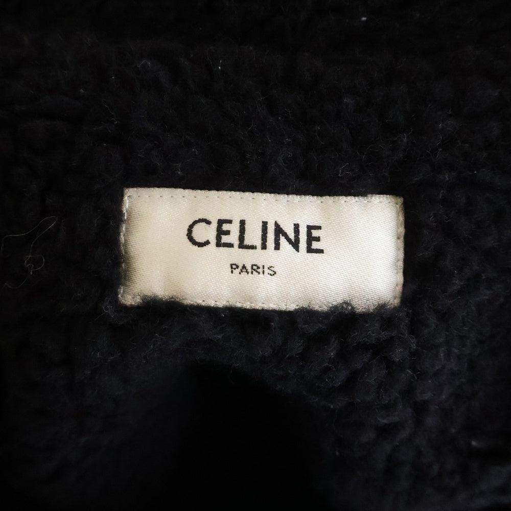 CELINE(セリーヌ) 22AW Back Logo Jacket ライトストーン バックロゴ ボア デニムジャケット トラッカージャケット ブラック 2Q523085T