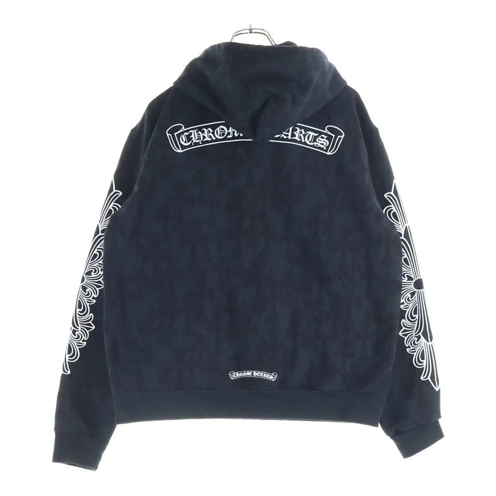 CHROME HEARTS(クロムハーツ) SWTSHRT PLVR GRAVEYARD グレイブヤード セメタリークロス総柄 アームフローラルプリント プルオーバースウェットパーカー フーディー ブラック
