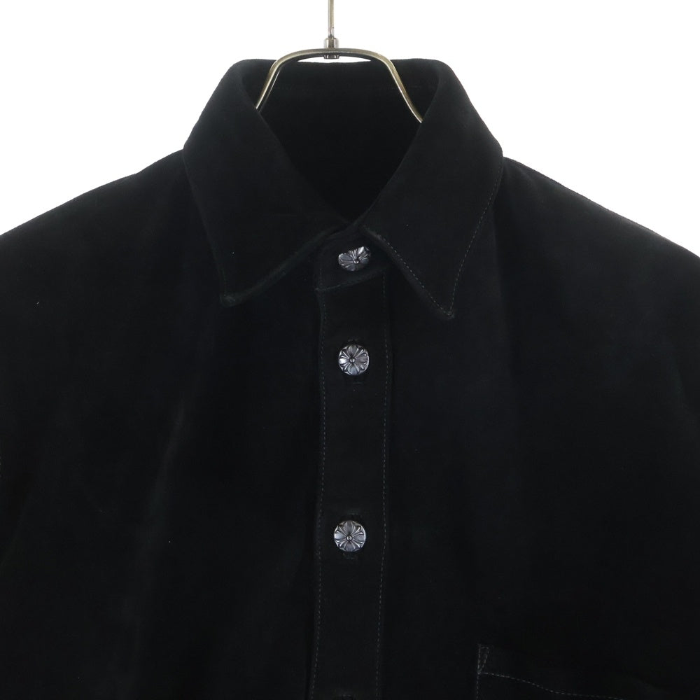 CHROME HEARTS(クロムハーツ) バックフレアニー クロスボール スウェード レザー 長袖シャツ ジャケット ブラック