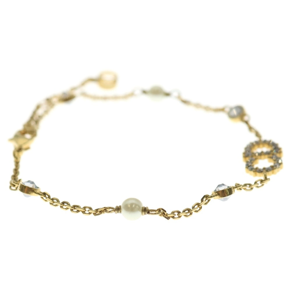 Christian Dior(クリスチャンディオール) CLAIR D LUNE クレールディー リュヌ クリスタル パール チェーンブレスレット ゴールド レディース