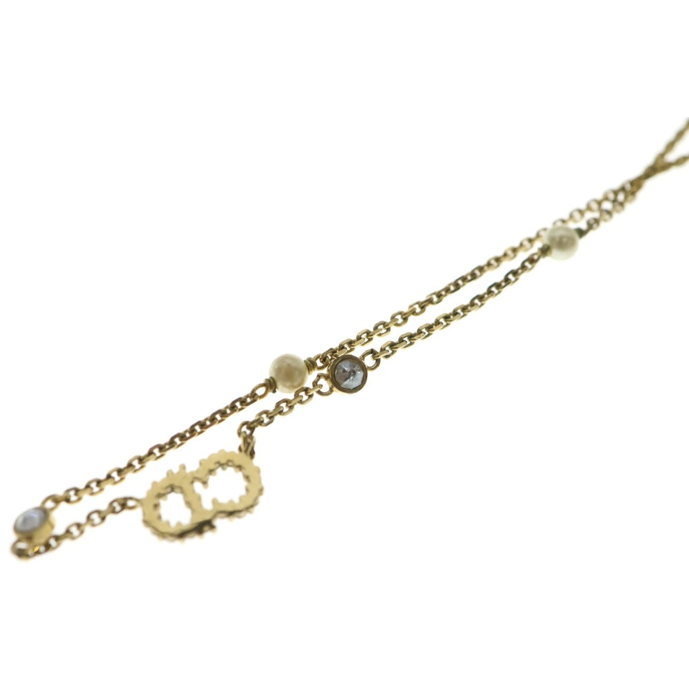 Christian Dior(クリスチャンディオール) CLAIR D LUNE クレールディー リュヌ クリスタル パール チェーンネックレス ゴールド レディース