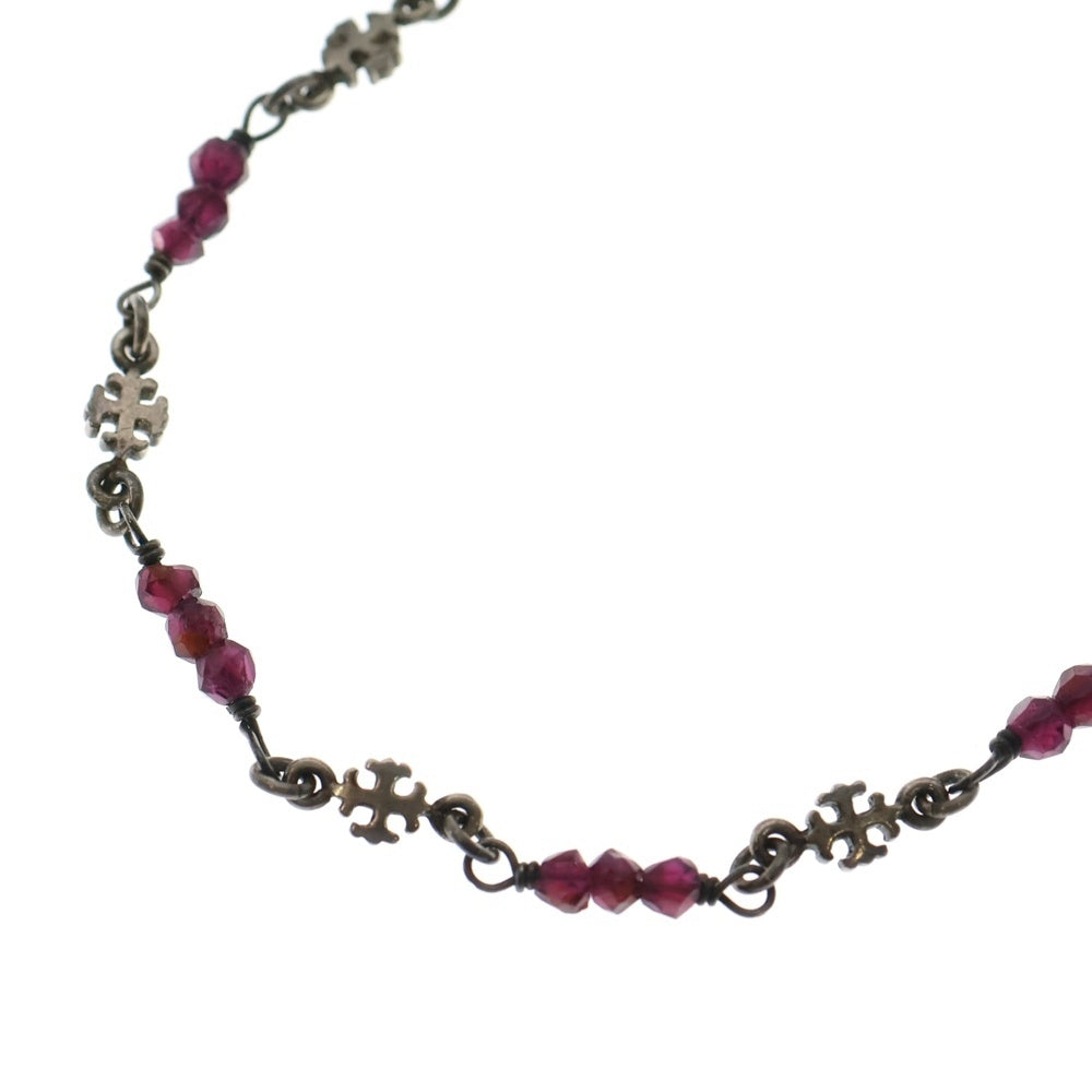 NO BRAND(ノーブランド) Necklace クロスモチーフ ガーネット ネックレスチェーン シルバー/レッド