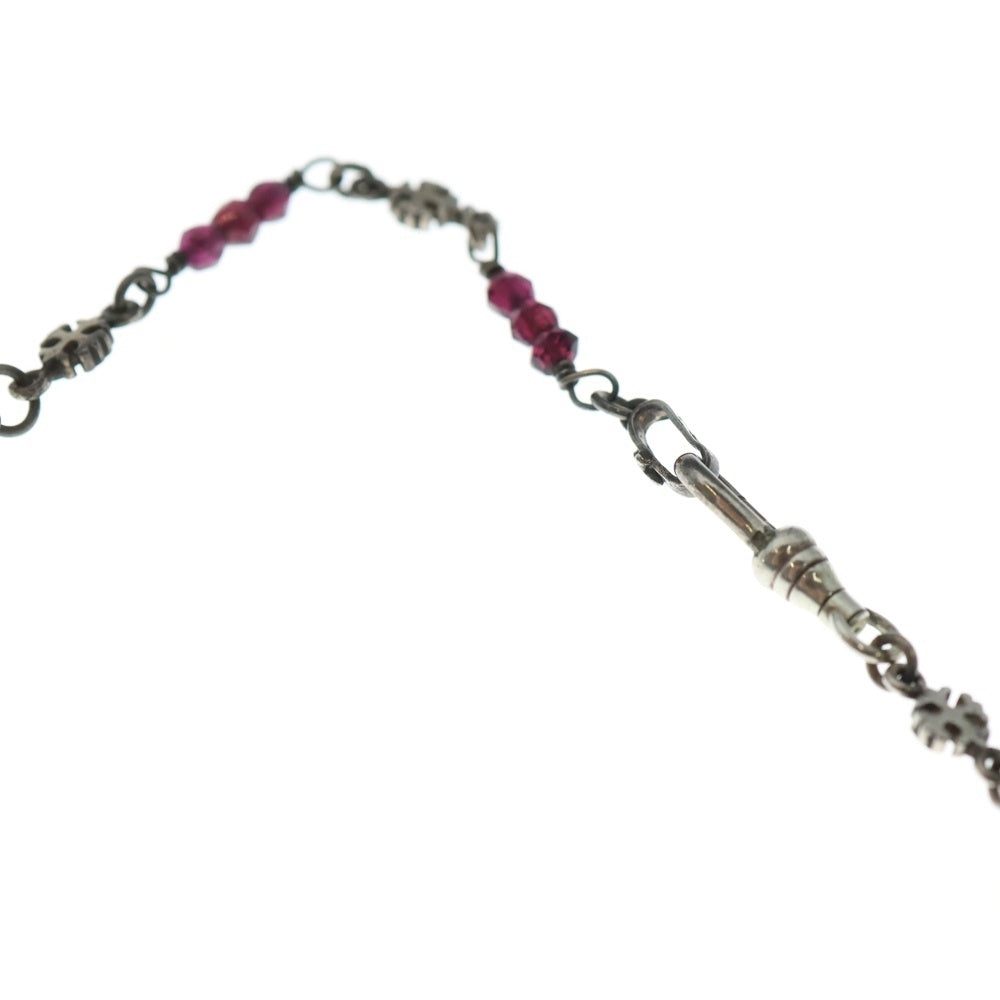 NO BRAND(ノーブランド) Necklace クロスモチーフ ガーネット ネックレスチェーン シルバー/レッド