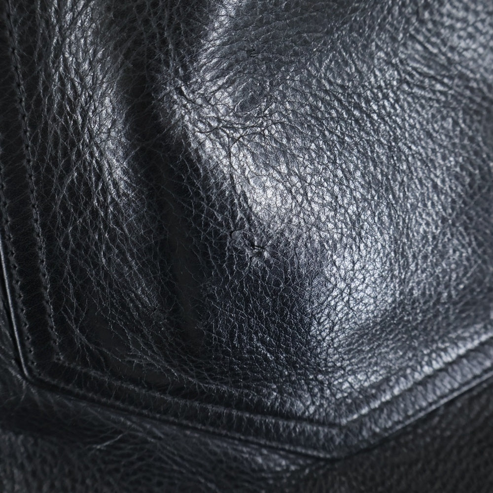 CHROME HEARTS(クロムハーツ) LTHR PANTS フレアニー クロスボールボタンフライ レザーパンツ ブラック