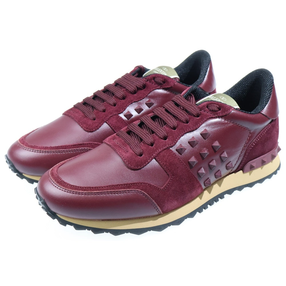 VALENTINO GARAVANI(ヴァレンチノガラヴァーニ) Rock Runner ロックスタッズ スウェード レザーローカットスニーカー バーガンディ