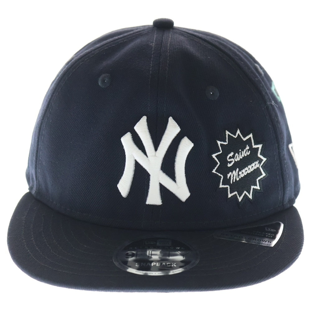 SAINT MICHAEL(セントマイケル) NEW ERA CAP YANKEES ニューエラ ニューヨークヤンキース ロゴ刺繍 ベースボールキャップ 帽子 ネイビー