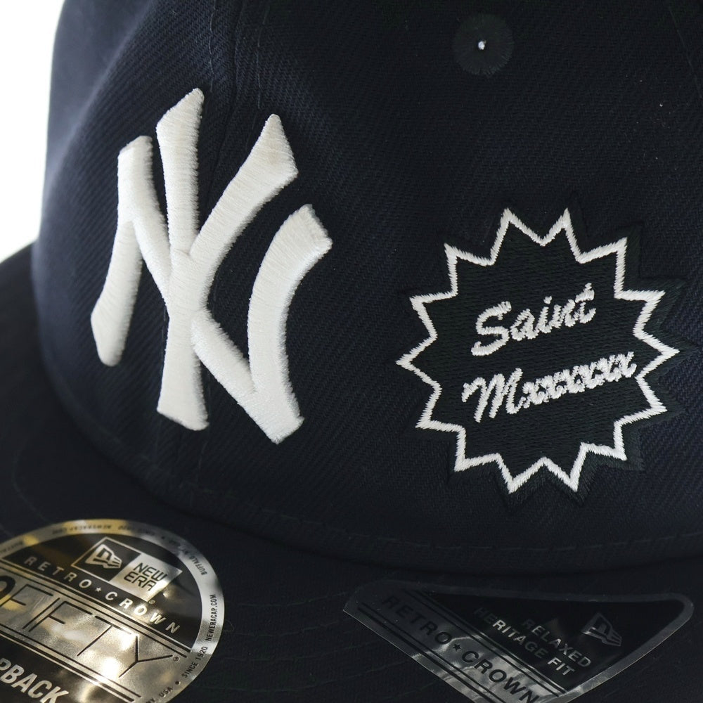 SAINT MICHAEL(セントマイケル) NEW ERA CAP YANKEES ニューエラ ニューヨークヤンキース ロゴ刺繍 ベースボールキャップ 帽子 ネイビー