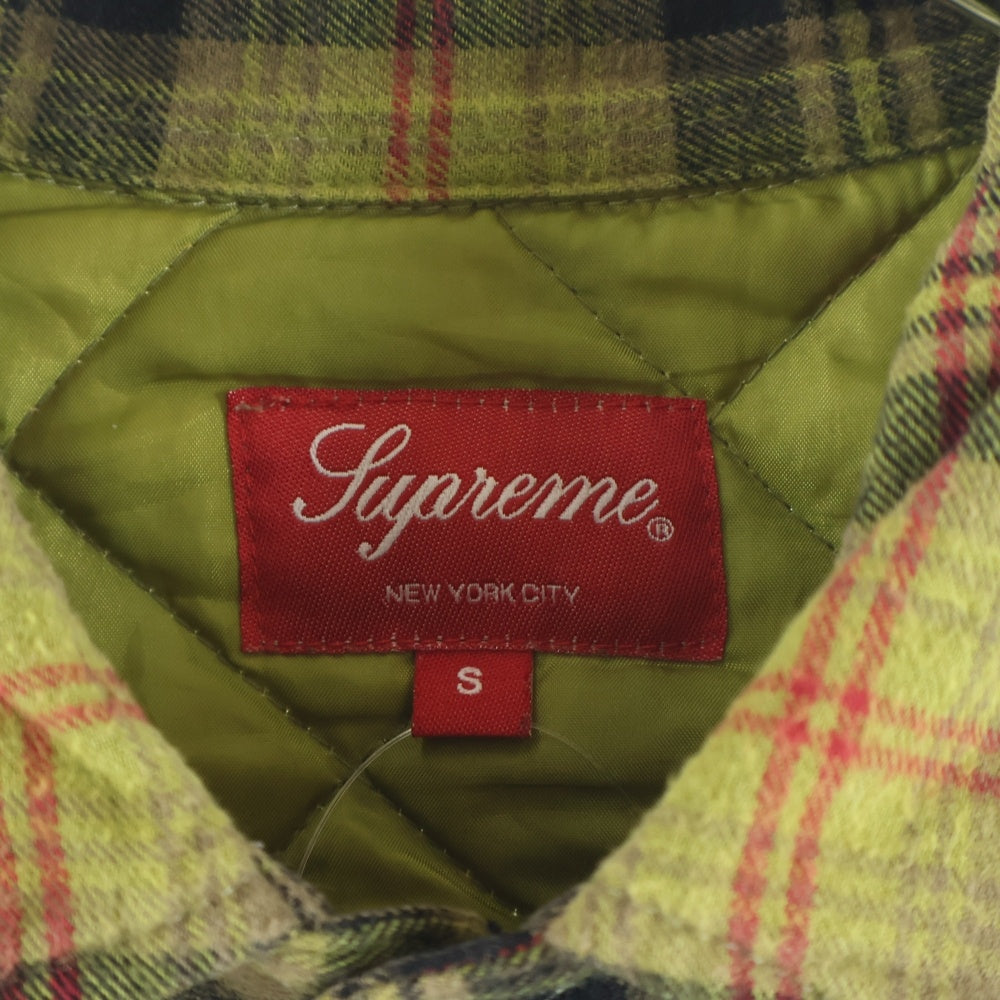 SUPREME(シュプリーム) 21AW Quilted Plaid Flannel Shirt スターロゴ刺繍 キルティングフランネルシャツ 長袖シャツ イエロー
