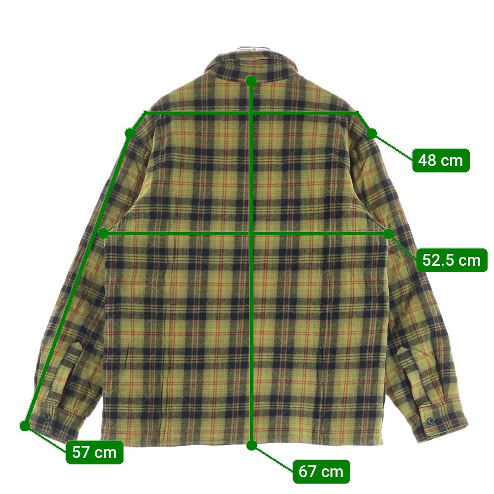 SUPREME(シュプリーム) 21AW Quilted Plaid Flannel Shirt スターロゴ刺繍 キルティングフランネルシャツ 長袖シャツ イエロー