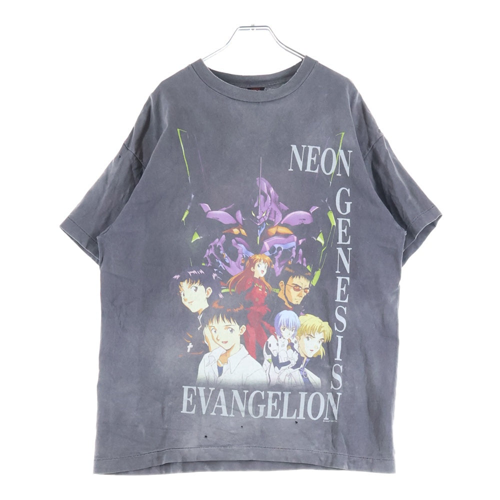 SAINT MICHAEL(セントマイケル) 24SS ×EVANGELION EV SS TEE NEON GNSIS エヴァンゲリオン ダメージ加工 半袖Tシャツ グレー SM-YS8-0000-C24